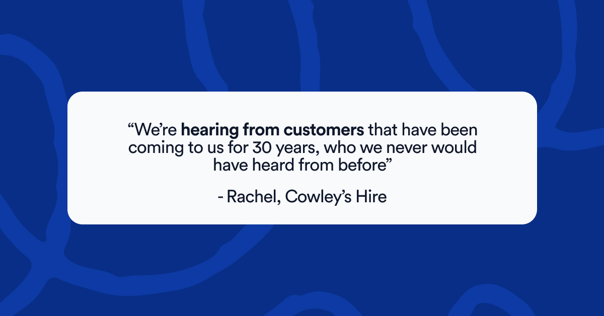 how cowleys hire gathers feedback from 50+ customers per month